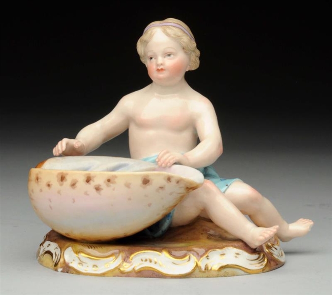 19TH C. MEISSEN GIRL WITH SHELL.                  
