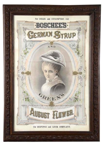 BOSCHEES GERMAN SYRUP LITHOGRAPH IN FRAME        