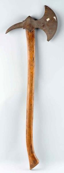 EARLY AXE WITH WOODEN HANDLE.                     