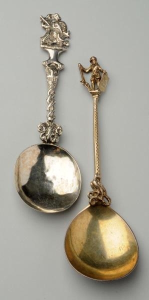 TWO CAST SILVER APOSTLE SPOONS.                   