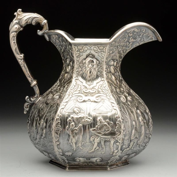 CONTINENTAL SILVER PLATED WATER PITCHER.          