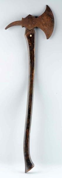 EARLY AXE WITH WOODEN HANDLE.                     