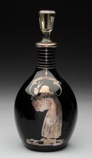 STERLING SILVER OVERLAY DECANTER.                 