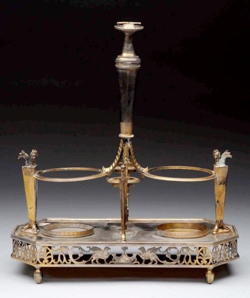 SILVER PLATE CONDIMENT STAND.                     