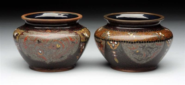 FINE PAIR OF MATCHING JAPANESE CLOISONNE BOWLS.   