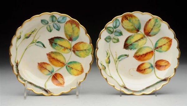 PAIR OF ROYAL WORCESTER ROSE LEASE DISHES.        