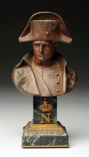 FRENCH BRONZE BUST OF NAPOLEON BY LINEDO.         