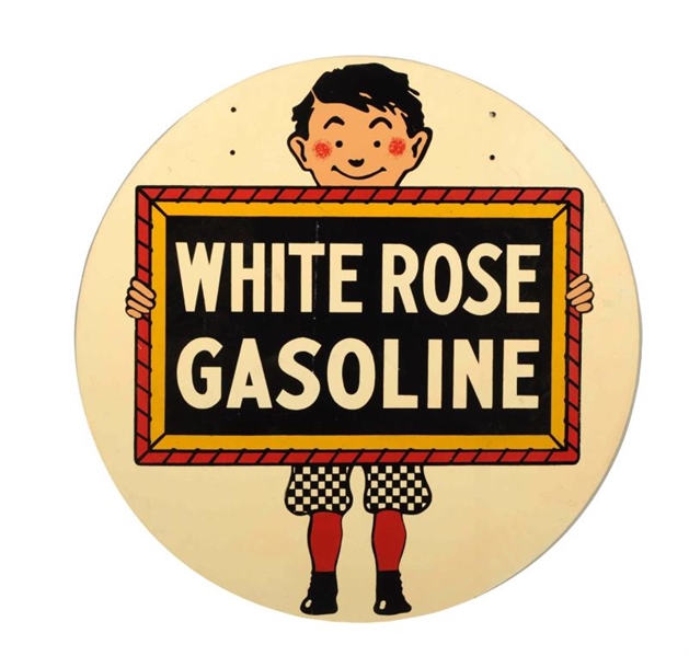 WHITE ROSE GASOLINE WITH BOY AND SLATE LOGO SIGN. 