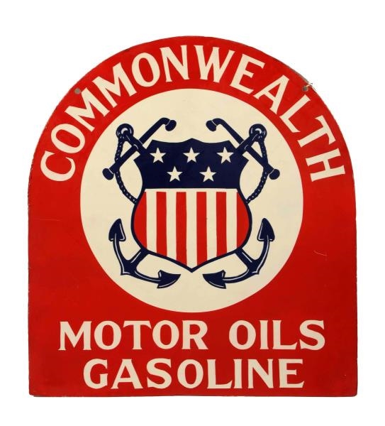 COMMON WEALTH MOTOR OILS GASOLINE SIGN.           