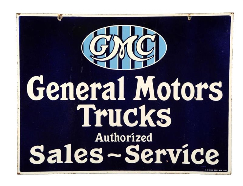GMC GENERAL MOTORS TRUCKS AUTHORIZED SALES SIGN.  