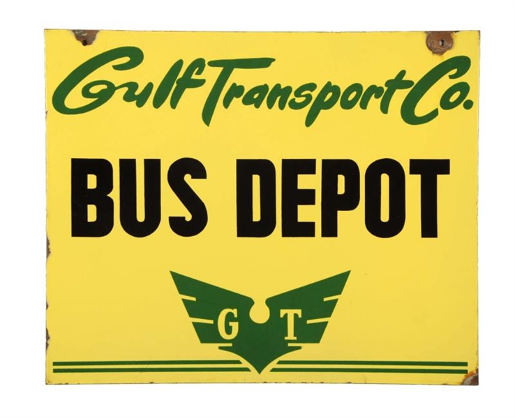 GULF TRANSPORT CO BUS DEPOT WITH LOGO SIGN.       