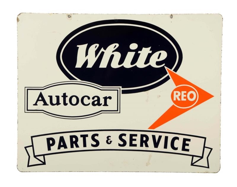 WHITE AUTOCAR REO PARTS & SERVICE SIGN.           