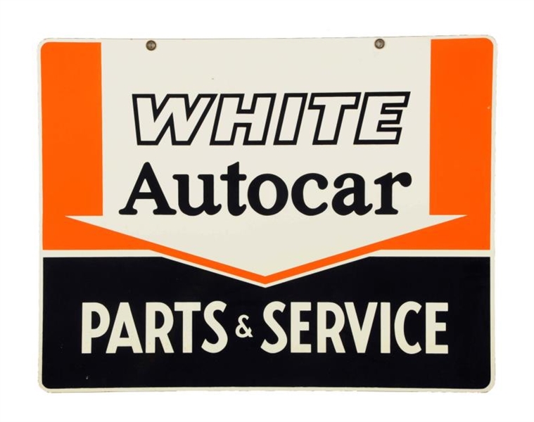 WHITE AUTOCAR PARTS AND SERVICE SIGN.             