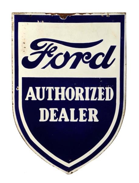FORD AUTHORIZED DEALER SHIELD SHAPED SIGN.        