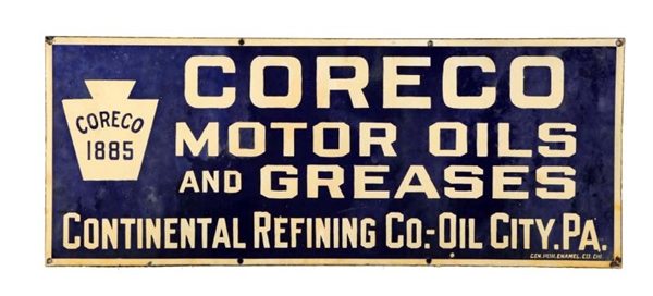 CORECO MOTOR OILS AND GREASE WITH LOGO SIGN.      