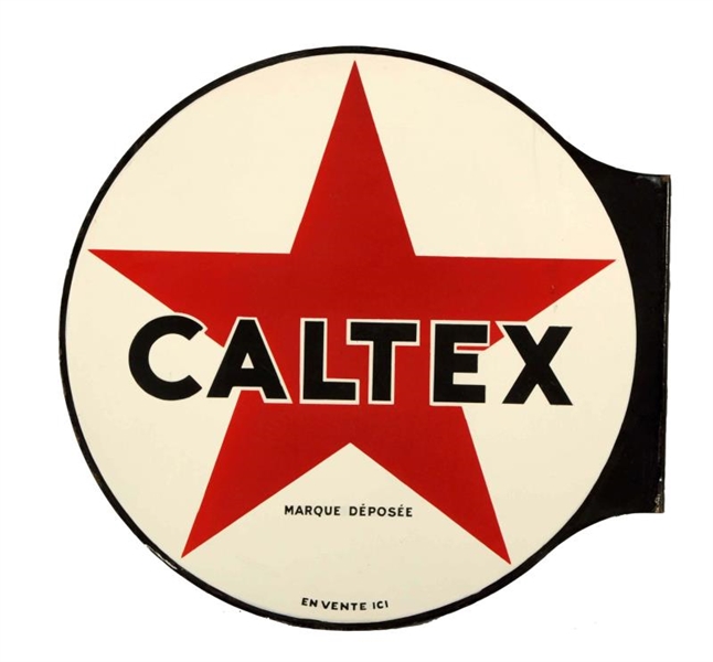 CALTEX WITH STAR LOGO PORCELAIN FLANGE SIGN.      