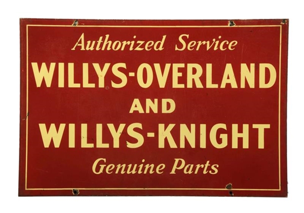 WILLYS-KNIGHT AUTHORIZED SERVICE SIGN.            