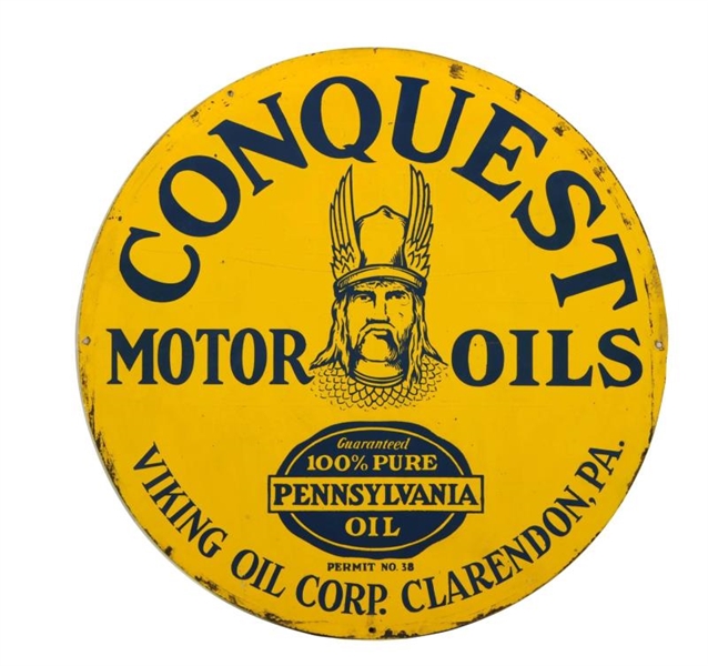 CONQUEST MOTOR OILS-VIKING OIL CORP SIGN.         