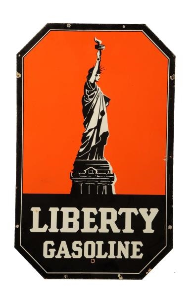 LIBERTY GASOLINE WITH STATUE OF LIBERTY SIGN.     