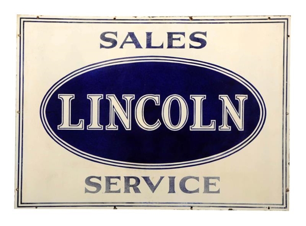 LINCOLN SALES SERVICE PORCELAIN SIGN.             