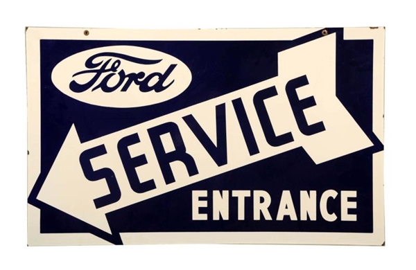 FORD SERVICE ENTRANCE WITH ARROW SIGN.            
