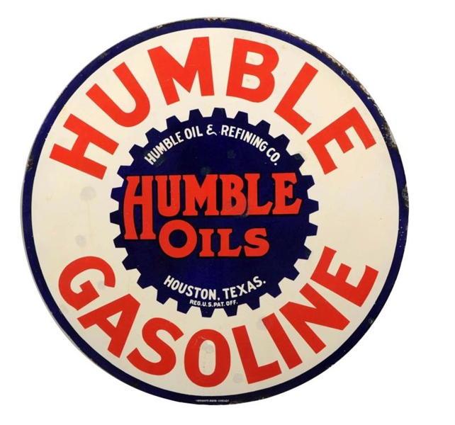 HUMBLE GASOLINE OILS WITH GEAR LOGO SIGN.         