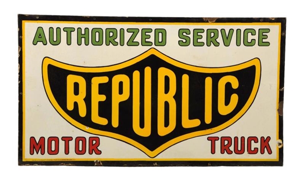 REPUBLIC MOTOR TRUCKS AUTHORIZED SERVICE SIGN.    