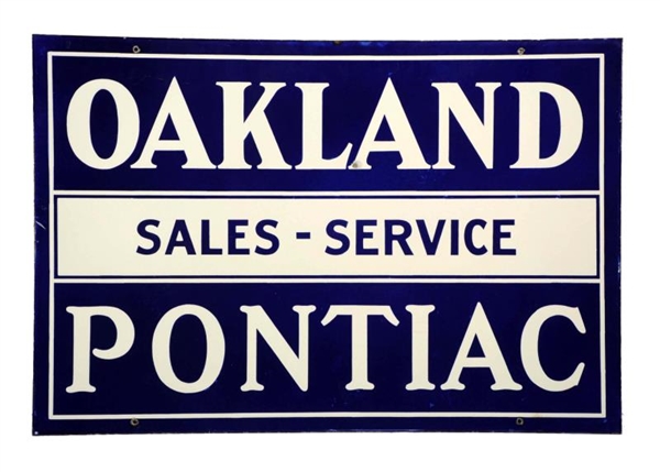 OAKLAND PONTIAC SALES AND SERVICE SIGN.           