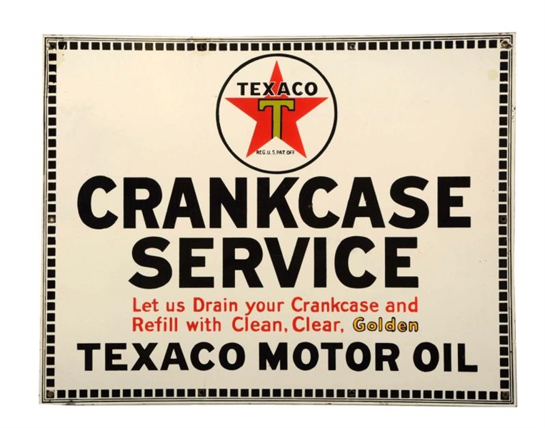 TEXACO (BLACK T) CRANKCASE SERVICE SIGN.          