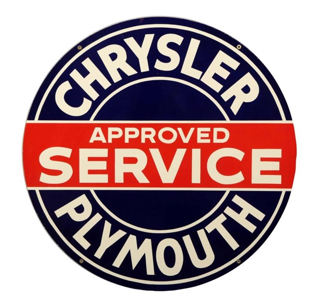 CHRYSLER PLYMOUTH APPROVED SERVICE SIGN.          