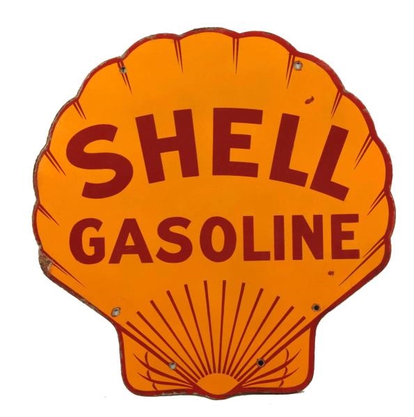 SHELL GASOLINE SHELL SHAPED SIGN.                 