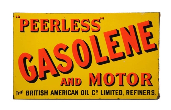AUTOLENE FORD MOTOR OIL & PEERLESS GASOLINE SIGN. 