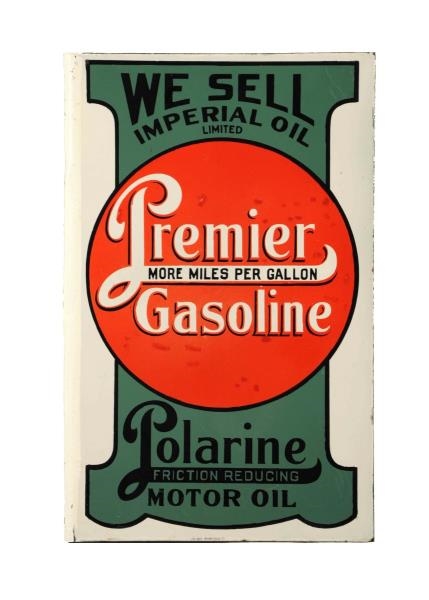 PREMIER GASOLINE POLARINE MOTOR OIL SIGN.         