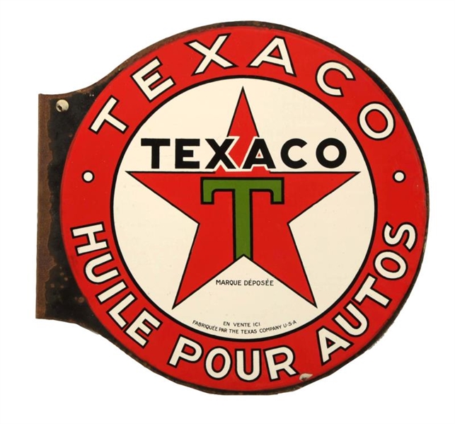 TEXACO HUILE POUR AUTO WITH STAR LOGO SIGN.       