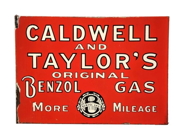 CALDWELL & TAYLORS ORIGINAL BENZOL GAS SIGN.     