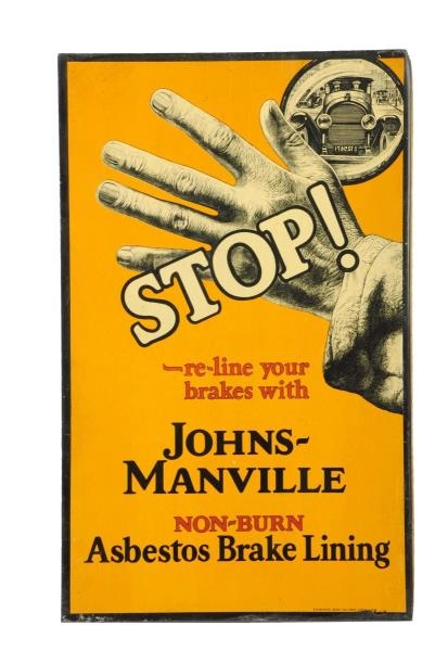 JOHN MANVILLE BRAKE LINING W/ NICE GRAPHICS SIGN. 