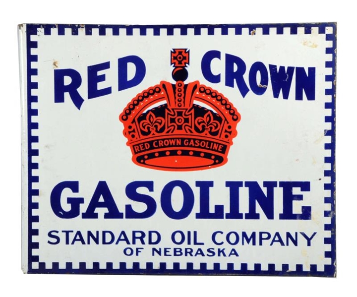 RED CROWN GASOLINE STANDARD OIL OF NEBRASKA SIGN. 