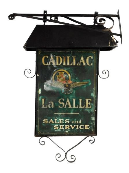 CADILLAC LASALLE SALES & SERVICE WITH LOGO SIGN.  