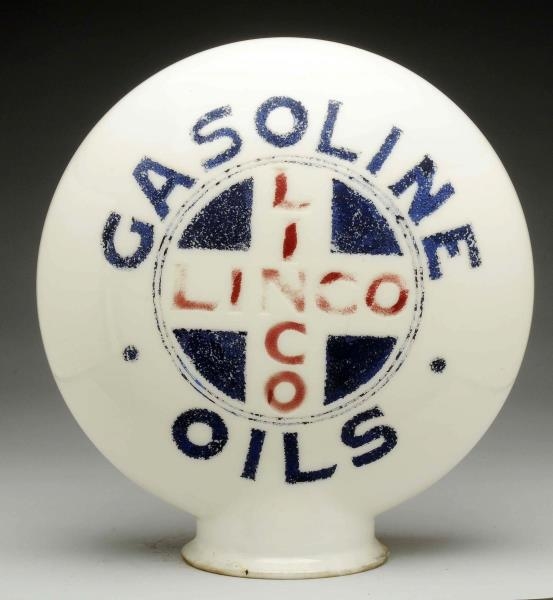 LINCO GASOLINE & OILS OPE MILKGLASS GLOBE BODY.   