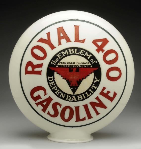 ROYAL 400 GASOLINE OPE MILKGLASS GLOBE BODY.      