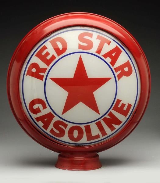 RED STAR GASOLINE WITH LOGO 15" GLOBE LENSES.     