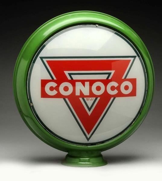 CONOCO WITH TRIANGLE LOGO 15" GLOBE LENSES.       
