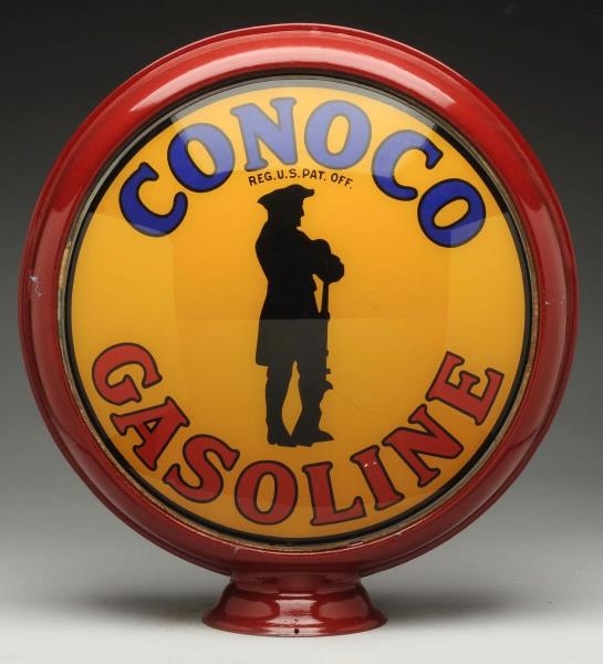 CONOCO GASOLINE & ETHYL 15" GLOBE LENSES.         