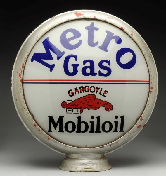 METRO GAS MOBILOIL W/ GARGOYLE 16-1/2" LENSES.    