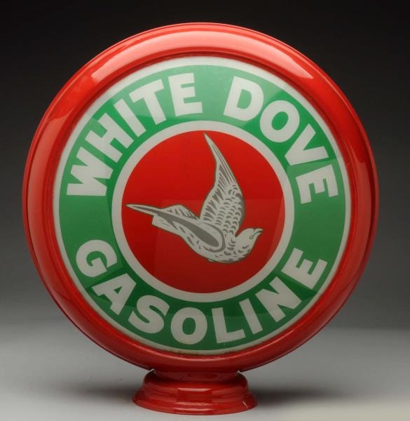 WHITE DOVE GASOLINE W/ LOGO 16-1/2" GLOBE LENSES. 