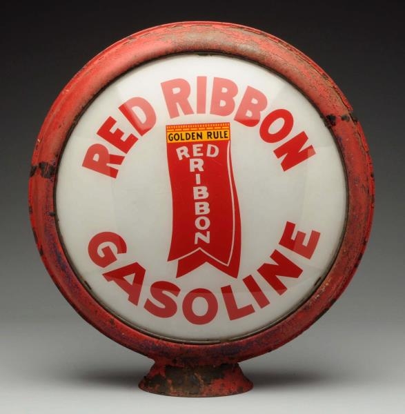 RED RIBBON GASOLINE W/ LOGO 15" GLOBE LENSES.     
