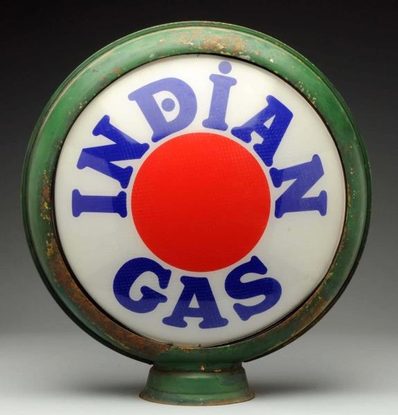 INDIAN GAS W/ RED DOT 15" GLOBE LENSES.           