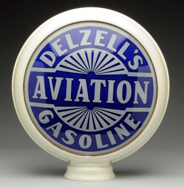 DELZELLS AVIATION GASOLINE 15" GLOBE LENSES.     