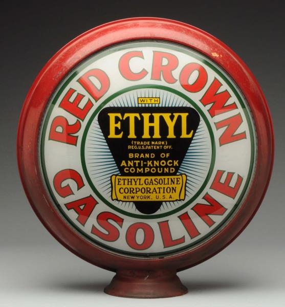 (SOHIO) RED CROWN W/ ETHYL LOGO 15" GLOBE LENSES. 