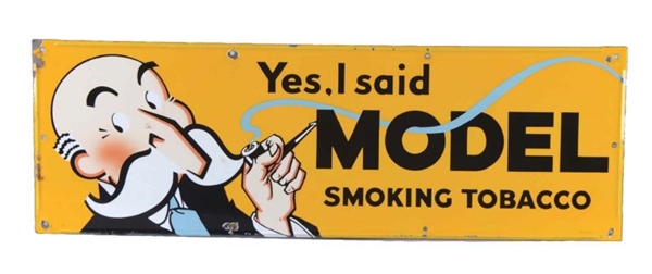 MODEL SMOKING TOBACCO PORCELAIN ADVERTISING SIGN  